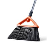 CLEANHOME Outdoor Brooms for Sweeping Patio, Commercial Grade Heavy Duty Broom with Stiff Bristle for Sweeping Garage,Deck,Kitchen,Straw, Outside Broom for Cleaning Pet Hair,Weeds,Leaves,Grey