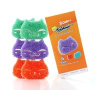 CLEANHOME Sponges Washing up,Dish Washing, Kitchen,Bathroom Sponge.Best for Warm Water Washing - Scrubbing-Absorbent-Foam producing,Breathable,Quick-Drying and odourless,cat Graphic sponges (6 PCS)