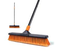 CLEANHOME Upgrade Garden Broom,Yard Brush Heavy Duty Outdoor(17.7in) | 66in Broom has a Sturdy,Rust-resistant Handle,Stiff Bristles for Sweeping up Large Areas of Fallen Leaves、Gravel、Debris