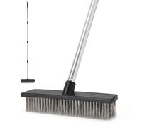 CLEANHOME Upgraded Deck Moss Brush,Long-Handled Wire Broom,Stainless Steel Bristles Durable/Rust-Resistant/Resistant to Deformation for Cleaning Hard, Rough Outdoor Floors