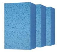 Cleaning and Washing Sponge, 3 Pack Large Extra Thick Heavy Duty Sponge Multi-Purpose for Kitchen Bathroom Bike Boat Car, Natural Cellulose Sponges 4" X 6" X 2" (Blue)