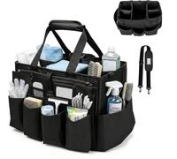 Cleaning Bag,Cleaning Caddy,With handle and crossbody shoulder strap, Black