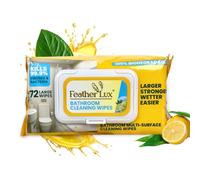 Cleaning Bathroom Wet Wipes 72 Pack, Lemon Scent - Multi-Surface Antibacterial Wipes Kill 99.99% Bacteria, Eco-Friendly, Biodegradable Formula, Gentle on Skin for Fast Daily Germ Protection
