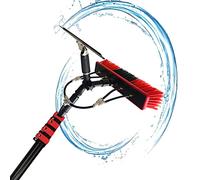Cleaning Brush Solar Panel Cleaning Brush With Extension Pole, Window Cleaning Pole Water Hose Fed Pole Window Cleaning Brush Equipment-18Ft/20Ft (Clear 18Ft)