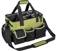Cleaning Caddy with Handle,Cleaning Organiser,Multifunctional Cleaners Bag with Detachable Thick Dividers,Adjustable Waist Belt,Shoulder Straps for Cleaning Supplies,Home,Car,Garden,Large,Green