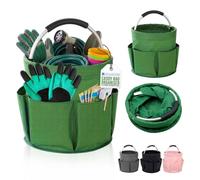 Cleaning Caddy with Handle - Tool Bag Organiser with 6 Side Pockets, 1 Large Pocket & Handle, Cleaning Bag with Foldable Design, Caddy Organiser for Home, Laundry & Car Organizer - Green