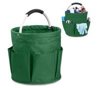 Cleaning Caddy with Handle,Tool Bag with Handle,Cleaning Caddy Organiser,17L Bucket Tool Organizer Bag,Collapsible Garden Small Tools Bag,cleaning hamper basket,Multi pocket Craft Caddy (Green)
