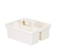 Cleaning Caddy with Handles Plastic Tidy Organiser Cleaners Carry All Tote Tray Basket Multi Compartment Utility Sink Housekeeping (Soft Cream) (8)