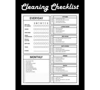 Cleaning Checklist: Daily Weekly and Monthly Cleaning Schedule Checklist Planner | Household Chores with Check Lists | House Cleaning Planner and Organizer