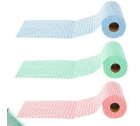 Cleaning Cloths, 3 Rolls of Tearable e Cloth, Multi Purpose Cleaning Cloths, Hand Towel, Dish Wash Cloths, Universal Cleaning Cloth Roll, Suitable for Kitchen use, Red, Blue, Green