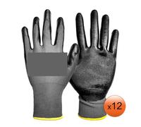 Cleaning Gloves, 12 Pairs Pack Nitrile Rubber Coated Work Gloves, Multi-Function,Light-Weight,Good Abrasion(S)