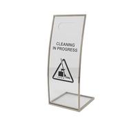 Cleaning in Progress Safety Sign - Heavy-Duty Acrylic & Stainless Steel Portable Warning Stand for Commercial Spaces rose gold