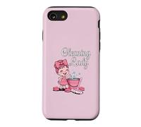 Cleaning Lady Pink Mop Bubbly Bucket Sponges Housekeeper Fun Case for iPhone SE (2020) / 7/8