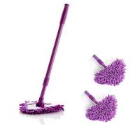 Cleaning Mops for Floors Adjustable Triangle Cleaning Mop 180 Degree Rotatable Triangle Cleaning Mop Adjustable Extendable Dust Duster with 2 Mop Heads for Bathtub Toilet Glass Purple.