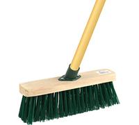Cleaning Sweeping PVC Platform Broom with Wooden Handle (12" Green)