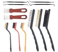 Cleaning Tools Set, Cleaning Brush Set, 3 Pcs Crevice Cleaning Brush, Magic Brush, Groove Gap Cleaning Brush, 3 Pcs Stainless Steel Brass Nylon Brush, 2 Pcs Scrapers Tool, 4 Pcs Curved Hooks