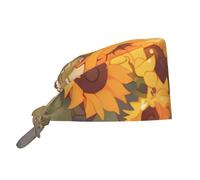 Cleaning Working Cap Sunflowers Under The windowsill Prints Chef Hat for Women & Men, Adjustable, Breathable Black