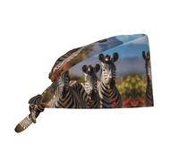 Cleaning Working Cap Zebras on South Africa Prints Chef Hat for Women & Men, Adjustable, Breathable Black