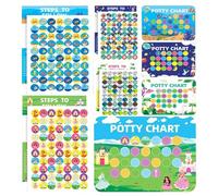 Cleanliness Chart with Stickers - Girl Potty Training Reward Chart 4 Piece - Behavioral Motivation Help Calendar Boys Girls | Good Habits F