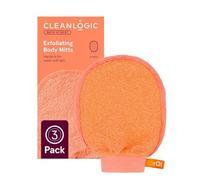 Cleanlogic Bath and Body Exfoliating Body Mitts, Reusable Exfoliating Wash Mitt to Help Remove Dry Skin, Elasticated Wristband for Secure Exfoliating to Keep Skin Smooth and Clean, Pack of 3