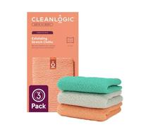 Cleanlogic Bath and Body Exfoliating Stretch Cloths, Reusable Body and Back Exfoliating Band to Remove Dry Skin Cells, Gentle Body Exfoliator to Keep Skin Smooth, For Sensitive Skin, Pack of 3