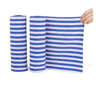 CLEANLUX 2x25 Pack - Commercial Grade Microfibre Cleaning Cloth Rolls - Reusable, Washable - Blue White Stripe Microfibre Cloths