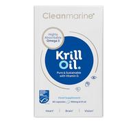 Cleanmarine Krill Oil with Natural Astaxanthin - High Absorption Phospholipid Omega 3 with EPA & DHA - Plus Choline & Vitamin D - Heart, Brain & Eye Support - 60 Capsules