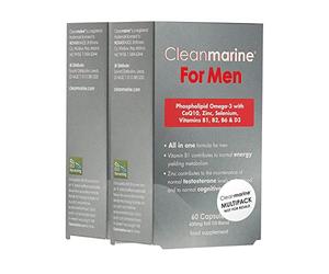 Cleanmarine ManoMax - Men's Multivitamin - Omega 3 with B1, B6 & D, Zinc, Selenium, Ashwagandha, Ginseng & Co Q10 - Supports Testosterone, Energy Levels & Cognitive Function - 120 Capsules - Multipack