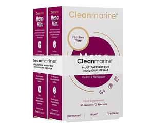 Cleanmarine Menomin - Menopause Support - Highly Absorbable Omega 3 with Soy Isoflavones - Vitamins B1, B2, B6, B12, Folic Acid, Biotin and D3-30 Servings - 120 Capsules - Multipack