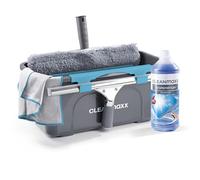 CLEANmaxx Window Cleaner Set 7-Piece Window Cleaner Set for Surfaces in Home and Car - Includes Window Squeegee, Window Wiper, Cleaner, Wiping Cloth, Bucket & 2 Holders for Wiper & Squeegee