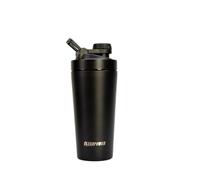 CleanPower Stainless Steel Shaker Bottle | Perfect for Protein Shakes, Pre-Workout, Smoothies, Coffee, etc. | Odor-Resistant | BPA Free Lid (Matte Black)