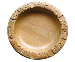 CleanPrince Maple 28-30 cm Bread Plate Hand Carved, with Engraved Our Daily Bread Gib US Heute, Height Approx. 4-4, 5 cm, Wood Maple Wood Wooden Plate Made in Germany