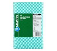 CleanPro All Purpose Cloths, Extra Large size (60cm X 30cm), Pack of 50 Washable and Reuseable Cloths (Green)