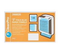 CleanPro 'Z' Fold Blue Paper Towels 1 Ply 12 Packs x 250 Sheets | Case of 1