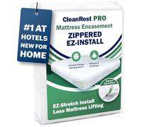 CleanRest Pro Mattress Protector Encasement, MicroPlush Fabric, Ultimate Sleep Surface Protection with Patented MicronOne Technology, Zip-N-Click Security, EZ-Fit, Waterproof (King)