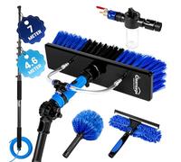 Cleansage® HydroPole Telescopic Window Cleaning Pole with Water Fed Brush - Long Reach Conservatory Roof, Fascia, Solar Panel Cleaner Equipment Kit | Squeezy Microfibre Cloth, Cobweb Duster (4.6m)