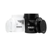 CLEANTECH CO Set: 2x 20L (4.4 UK gal) Wash Buckets - white & black with 2x Dirt Traps & 2x Lids - for professional car hand washing
