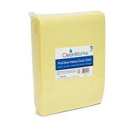 CleanWorks ProClean Heavy-Duty Cleaning Cloth Yellow, Highly Absorbent, High Durability, Reuseable, Machine Washable, HACCP and FCC compliant (Pack of 25)