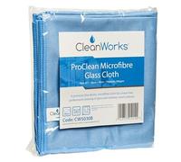 CleanWorks ProClean Microfibre Glass Cleaning Cloth, Ultra-Fine, Smear-Free Glass, Mirror and Stainless Steel Cleaning, Reuseable, Washable (Pack of 5)