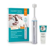 Cleanyteeth Ultrasonic Dog Toothbrush Starter Kit - Toothpaste and Brush Alternative - Teeth Cleaning Products for Tartar Removal - Dog Toothbrush and Toothpaste Kit for All Breeds