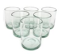 Clear 10 oz Tumblers (set of 6), Hand Blown Mexican Glassware, Recycled Glass Drinking Glasses, Lead-Free, Cocktail Margarita Glasses, Wine Glasses, Shot Glasses, Whiskey Glasses (Tumbler)