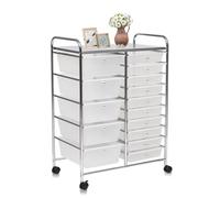 Clear 15-Drawer Rolling Storage Cart Mobile Art & Craft with Wheels Utility Tool & Paper Storage for Kids Office School & Home Use