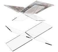 Clear 2 Pcs Acrylic Book Stand, 12.2 X 5.9 in, Reading Open Book Display Holder Large Wide, Hands Free Cookbook Textbook, Magazine Tablet Stand