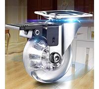 Clear 3 Inch Swivel Caster Wheels Locking Furniture Castors with 360° Rotation Durable Transparent PU 4 Pack with Screws for Easy Replacement