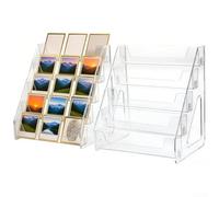 Clear 5-Tier Acrylic Card Display Stand for Greeting Cards | Postcards & For PSA Slabs | Table Top Holder Rack with Snap-On Design for Collectors and Vendors | For Easy Assembly(two-piece)