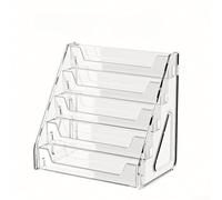 Clear 5-Tier Acrylic Card Display Stand Set of 2 Tool-Free Snap-On Organizer, for Greeting Cards, Postcards & for PSA Slabs, Scratch-Resistant Tabletop Holder Rack 8.5x12x13.1 Inch(two-piece)