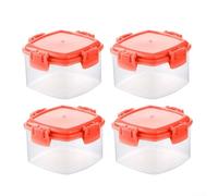 Clear 55ml Plastic Storage Containers with Secure Clip Lock Lids Set of 4 for Yogurt Fruits Baby Food and Dips (red)