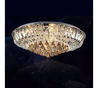 (Clear, 65cm) Geniune K9 Crystal LED Round Flush Ceiling Light Chandelier 3 Colours + Bluetooth Speakers + Remote Control