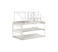 Clear 9 Pc Cosmetics Organiser With 2 Drawers Premier Housewares Clear One Size
