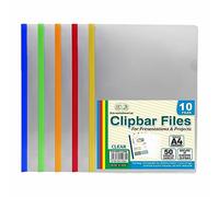 Clear - A4 Clipbar Files 20 Pcs Transparent Slide Binders Plastic Report Covers Files with Sliding Bars Project Files for School Home Office Presentations Document Classification